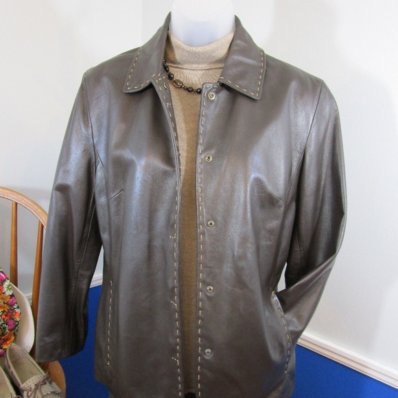 🌟2X Host Pick 🌟 Vintage Lambskin Dark Brown Leather Jacket - Picture 8 of 8
